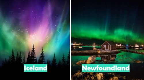 Iceland vs Newfoundland (Northern lights)